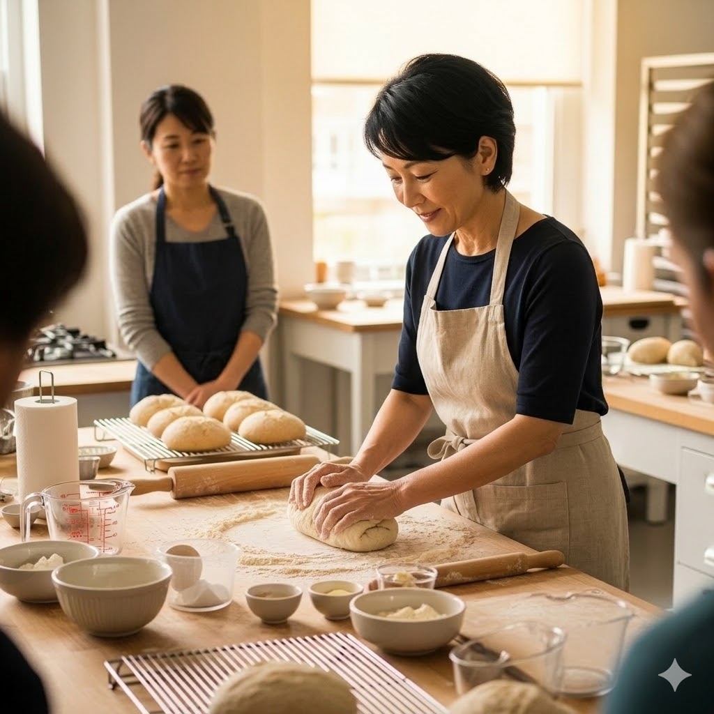 パンを作る女性